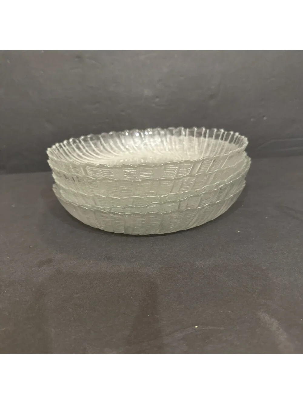 Arcoroc (5) Seabreeze Swirl Coupe Salad Plates Clear Glass 7 7/8” Wide USA
